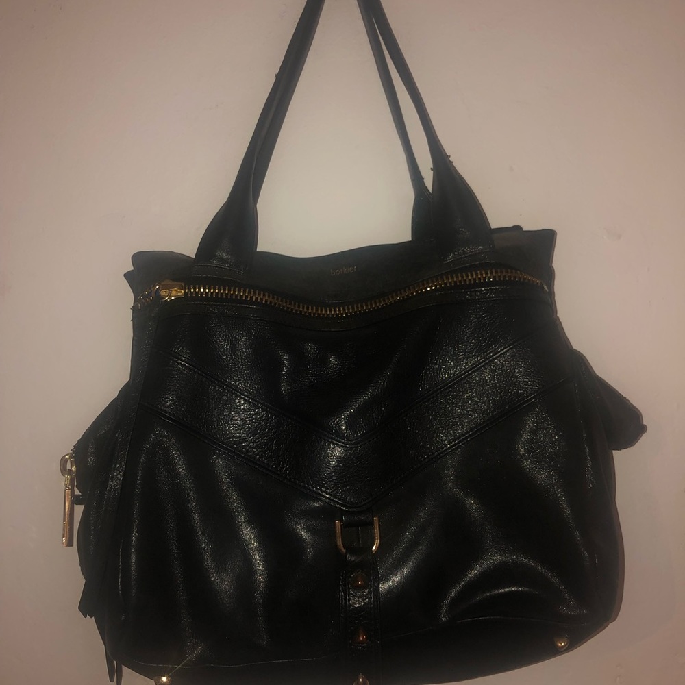 Botkier Trigger Legacy Black Metallic Satchel Bag - image 5